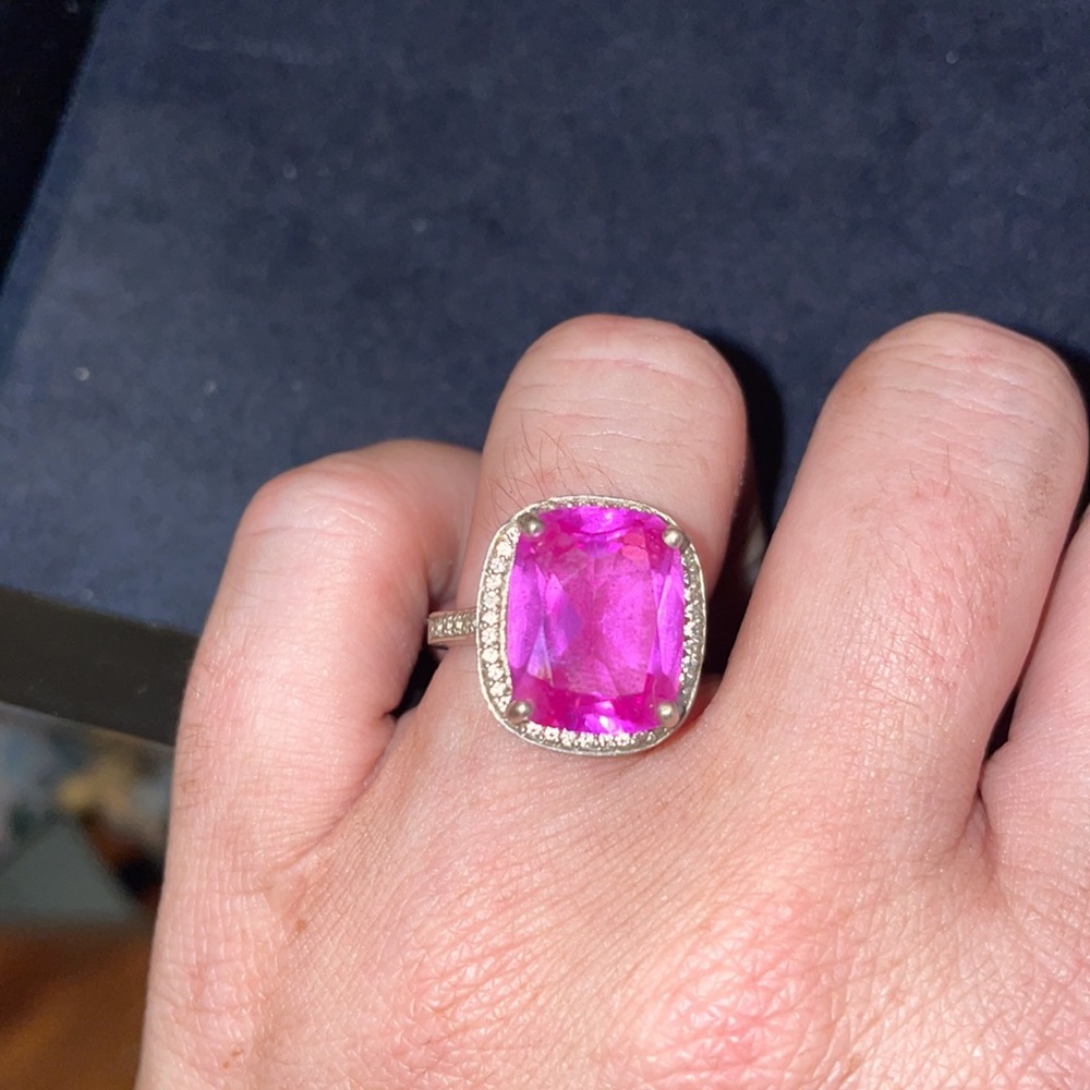 Stunning Bright Pink Ring, Size 5.5